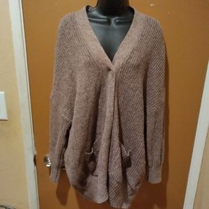 LS1 BDG Taupe Gray Cardigan Sweater Size Small